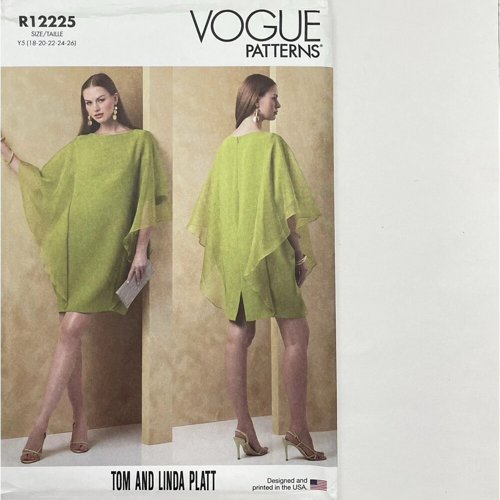Pattern Misses Sz Y5 18-26 Batwing Dress Tom Linda Platt Vogue R12225 New/Uncut